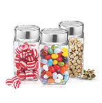 Treo By Milton Cube Storage Glass Jar, Set of 3, 310 ml Each, Transparent | Multipurpose Jar | Easy to Handle