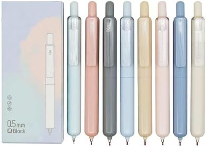 Maydahui 8PCS Retractable Short Round Pocket Size Pens Morandi Macaron Color Tremor Parkinson Pens Arthritis Hands Gel Pen Short Fat Pen Black Ink for Shcool Home Office Birthday Party