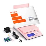 MUNBYN Digital Postal Scale Canada, 66lbsx0.1oz Shipping Scale Canadian, with Soft Tape Measure, Hold Tare Pcs Fonciton, Batteries AC Adapter Included, Pink