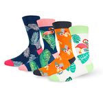 Benefeet Sox Mens Funny Crazy Socks Boys Cool Novelty Fun Crew Socks Food Animal Patterned Design Basketball Socks, 5 Pack-hawaiian Palm Flamingo, Medium