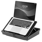 Navaris Adjustable Laptop Desk - Ergonomic Cushioned Lap Tray with 6 Levels - Ideal as Laptop Stand for Bed, Sofa, Lap Desk & Bed Desk - Features Lockable Storage Compartments