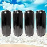 NEH Center Hole Ribbed Boat Pontoon Fender 10" x 28" 4pcs Inflatable Vinyl Mooring Bumpers Guard Dock Docking - Black