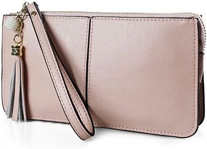 befen Genuine Leather Wristlet Clutch for Women Ultra-Slim Ladies Credit Card Holder Wallet Purses with RFID Protection (Pink-baby Pink)
