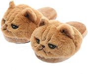 Millffy Tabby cat 3D face Kitty Slippers Womens Cat Slippers Smiley face slippers for girls boys animal house slippers (US 7-9, You are Finished)