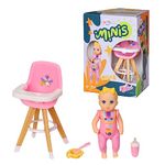 BABY born Minis Playset Highchair with Luna 906125 - 6.5cm Doll with Exclusive Accessories and Moveable Body for Realistic Play - Suitable for Kids From 3+ Years