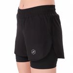 ReDesign Apparels 2 in 1 Double Layered Sports Gym Workout Running Shorts for Women (S, BLACK)