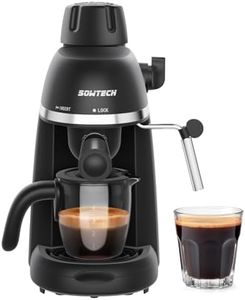 SOWTECH Espresso Coffee Machine Cappuccino Latte Maker 3.5 Bar 1-4 Cup with Steam Milk Frother, Black