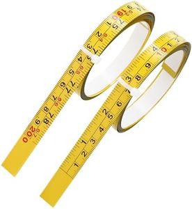 2 Packs Steel Self-Adhesive Measuring Tape, 200cm or 78-Inch Imperial and Metric Ruler Tape, 1/2-Inch Peel and Stick Tape Measure for Woodworking, Saw, Drafting Table, Left to Right Reading, Yellow