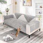 Topchances Chenille Sofa Slipcovers 1/2/3/4 Seater,Non Slip Sofa Cover for Dogs All-Seasons Sofa Wrap with Non-Slip Silicone Particles Apply to Living Room Dogs Cat Pet (Grey,70×210cm 1 Piece)