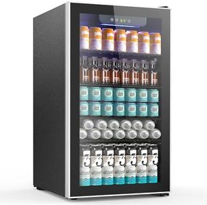 Joy Pebble Beverage Refrigerator Cooler 3.2 Cu.Ft,120 Can Mini Fridge with Glass Door for Beer Drinks Wines,Freestanding beverage fridge with Adjustable Shelving