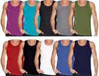 Gaffer Mens Vests 10 Pack Plain Tank Top Regular Fit 50% Cotton and 50% Polyester Sleeveless Basic Classic Underwear Multi Colour Athletic Muscle Gym Fitness Wear Multipack (Medium, 10pack-Assorted)