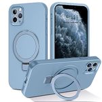 DUEDUE Magnetic Case Compatible with iPhone 11 Pro Max Phone Case,iPhone 11 Pro Max Case MagSafe Silicone Ring Holder Stand Drop Shockproof Bumper Cover Cases for iPhone 11 Pro Max 6.5 inch,Blue