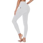 Gayhay Leggings with Pockets for Women - High Waisted Tummy Control Soft Compression Yoga Pants for Workout Running Gym White