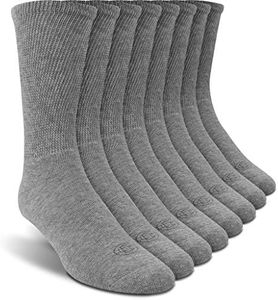 Doctor's Choice Diabetic Socks for Men, Seamless Crew Socks with Non-Binding Top, Provides Extra Comfort for Gout, 4-Pairs, Grey, Large, Size 10-13