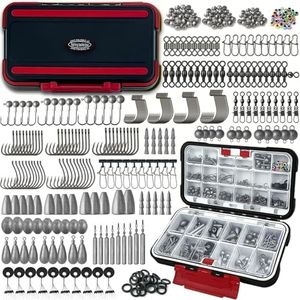 Vipfish Fishing Tackle Kit with Box – 423pcs Complete Terminal Tackle Assortment, Hooks, Sinkers & Swivels, Beads & Bobber Stops for Freshwater Bass & Trout (Black-423PCS)