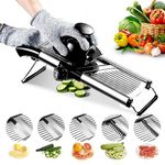 Mandoline Food Slicer, Adjustable Mandoline Slicer for Kitchen, Stainless Steel Mandolin Vegetable Chopper for Potato/Tomato/Onion, Vegetable Slicer Julienne Cutter with Cut-Resistant Gloves