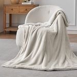 Bedsure Sherpa Fleece Twin Blanket for Couch - Thick and Warm Blankets, Soft and Fuzzy Blanket Twin Size for Sofa, Natural, 60x80 Inches