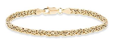 Miabella Italian 925 Sterling Silver or 18K Gold Over Silver 4mm Byzantine Link Chain Anklet Ankle Bracelet for Women, Made in Italy, Length 10 Inches (Medium), Sterling Silver