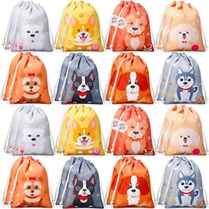 Honoson 24 Pack Dog Party Favor Puppy Drawstring Bags Cute PET Candy Goodie Treat Backpacks Puppy Large Animal Theme Gift Supplies for Travel Wedding Birthday Party Baby Shower Teens Kids Decorations