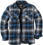 CQR Men's Long Sleeved Sherpa Fleece Lined Lumberjack Brushed Flannel Rugged Plaid Shirt Jacket, Sherpa Lined Night Sky, S