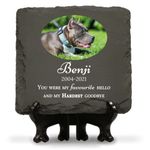 Personalised Slate with Photo and Text Memorial Square Plaque for Pet Dog Cat 100mm