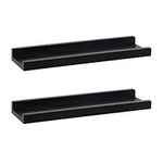 Picture Ledge Shelf Set of 2,Rustic Wood Ledge Shelves Wall Mounted,Photo Frames Book Storage Display Shelves for Living Room Bedroom Kitchen Bathroom Kids Nursery,Home Office Decor(Black,17 Inch)