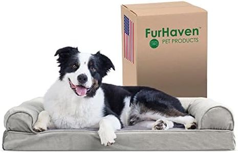Furhaven Pet Dog Bed | Cooling Gel Memory Foam Orthopedic Faux Fur & Velvet Sofa-Style Couch Pet Bed for Dogs & Cats, Smoke Gray, Large