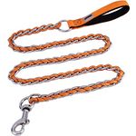 Chew Proof Dog Leash for Medium Large Breed Dogs 6FT/4FT, Heavy Duty Anti-Chew Metal Chain Leashes with Comfortable Handle by Lecreo