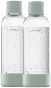 Mysoda: Wasserflasche für Wassersprudler, BPA-freies Plastik, mit Quick-Lock Schnellverschluss, Details aus Holzkomposit, 2 x 1L - Salbeigrün (Pigeon)