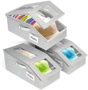 Uawsyut Hat Organizer for Baseball Caps, Stackable Hat Boxes for 36 Caps
