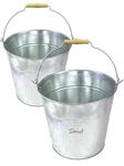 2 x 12L Metal Galvanised Buckets with Carry Handle Ash Coal Water Fire Wood Sand