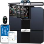 ABLEGRID 8-Electrode Body Composition Scale for Body Weight, Digital Bathroom Smart Body Fat Scale with Gradient Trends Display, 12.2" Platform Handle Weighing Machine, Visceral Fat, BMI, 400lb