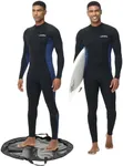 Lansru Men Wetsuits with Waterproof Changing Mat Bag, Upgrade CR Neoprene 3/2mm Full Suits, Ideal Thermal Diving Suit in Cold Water, Back Zip for Surfing Snorkeling Diving Swimming