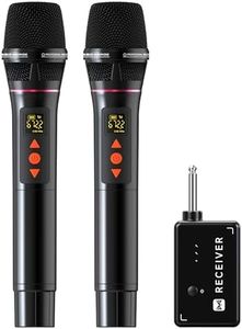 Wireless Microphones, Professional UHF Dual Wireless Microphone with 3ms Transmission Rate, Studio Grade Sound Pick Up Mic Head, Volue Control,Adjust frequency,Microphone for Singing, Performance