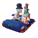 6 Foot Long Christmas Inflatable Snowman Penguin on Sleigh Yard Decoration