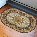 Boho Small Rug 2'x3', Washable Distressed Doormat Faux Wool Bohemian Entryway Rug Soft Low-Pile Floor Nursery Carpet Black Rug for Bedroom Kitchen Bathroom Front Entrance Office