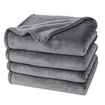 PHF Ultra Soft Fleece Blanket Super King Size 230x270cm, No Shed No Pilling Luxury Plush Cozy Flannel 280GSM Lightweight Throw Blanket for Bed, Couch, Chair, Sofa Suitable for All Season, Grey