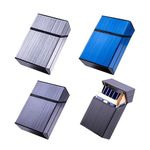 4 Pack Cigarette Case Aluminum Brushed Cigarette Hard Box Holder for Men and Women, Metal 85mm Size Cigarette Protective Cover with Solid Magnetic Switch Flip Top Closure, 18-20 Capacity