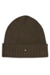 Tommy Hilfiger Men’s Flag Cotton Knitted Beanie with Cashmere, Multicolor (Army Green), One Size