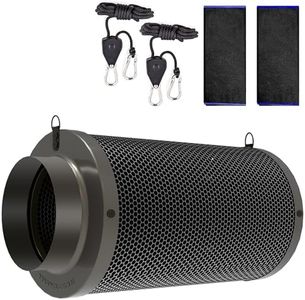 HYDROWE 4 Inch Air Carbon Filter for Grow Tent,Smellines Control with Australia Virgin Charcoal for inline duct fan，Hydroponic Growth,Pre-Filter Included(4in,Grey)