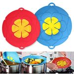 Spill Stopper Lid Cover,Boil Over Spill Stopper, Silicone Spill stopper for Pans and Pots Boil Over Safeguard, 10" and 11.5" in Multi-Function Kitchen Tool (Blue And Red) …