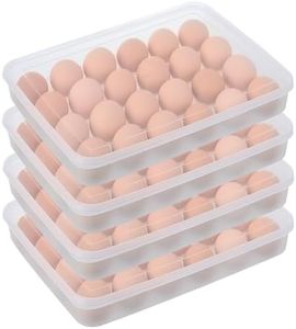 OJYUDD 96 Egg Holders for Refrigerator,4 Set Clear Deviled Egg Tray with Lid,Plastic Egg Storage Container,Egg Organizer for Protect and Keep Fresh,24 Egg Tray x 4 Pack