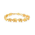 Barzel 18K Gold Plated Elephant Bracelet For Women 7.5 Inches - Made In Brazil, 7.5 Inches, Brass