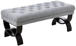 Christopher Knight Home 299602 Living Reddington Light Grey Tufted Fabric Ottoman Bench