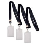 AccuPrints Pack of 3 Black Lanyard/Strap with PVC Id Card Holder for Office Employe and Staff College Uses Cards Retractor lanyards Keys Unisex