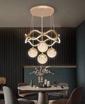 CITRA LED Golden 5 Light Curvy Pendant Chandelier Light - Warm White