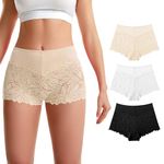 Trifolium High Waist French Knickers Floral Lace Underpants 3 Pack Black.White,Nude Factory L UK 14-16 (8003-3P-L-BK-WT-BG-T3)