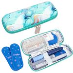 SUNMON Insulin Cooler Travel Case with 2 Ice Pack - Upgraded EVA Diabetes Travel Case TSA Approved, Portable Medication Cooler for Travel and Daily Life (Marble Green))