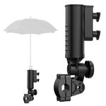 Heavy Duty Golf Push Cart Umbrella Holder, Aluminium Alloy Base Golf Trolley Umbrella Stand Clamp only fits on 0.7-1.3 inch diameter frames for Mobility Scooter, Stroller, Wheelchair, Beach Chair