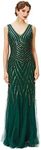 BABEYOND Women's Flapper Dress 1920s V-Neck Evening Gown Sequin Beaded Maxi Dress for Wedding, Green Gold, Large